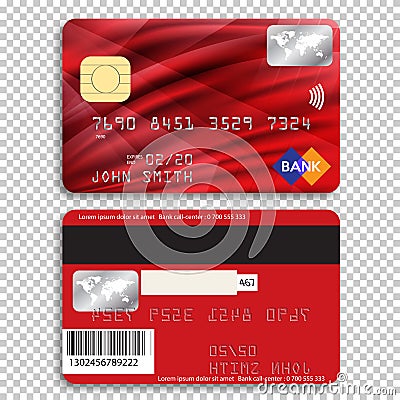 Realistic detailed credit card. Vector Illustration